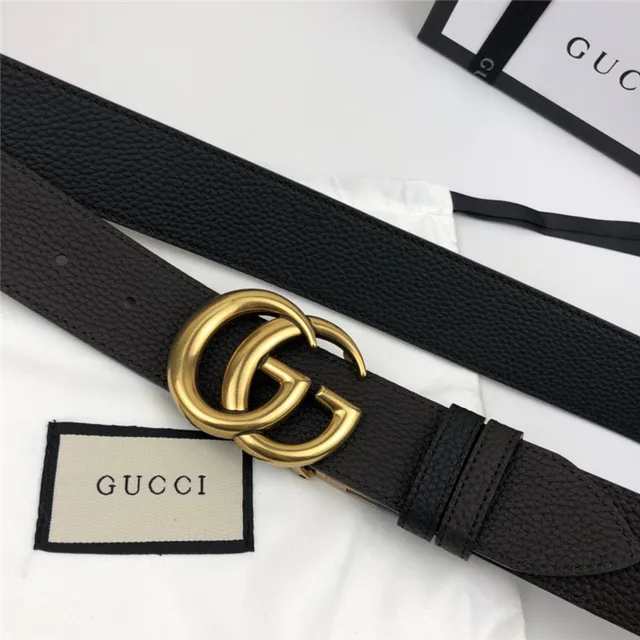 Gucci Double G Belt 黑色粒面皮革 金色扣头 皮革腰带 6
