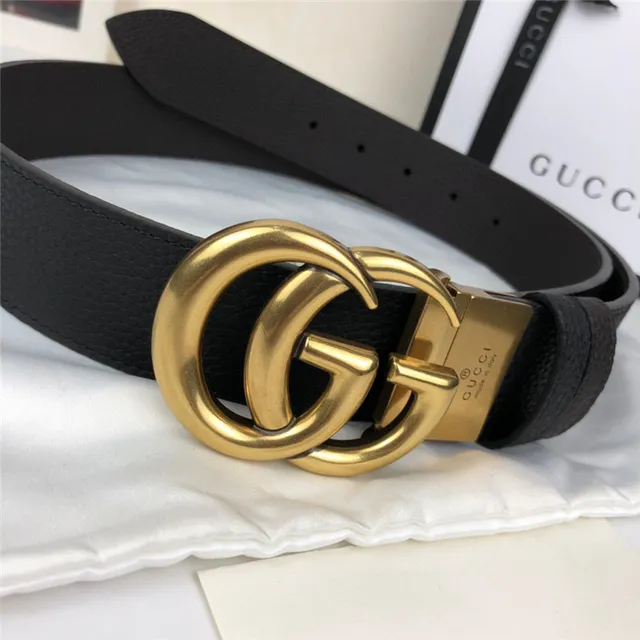 Gucci Double G Belt 黑色粒面皮革 金色扣头 皮革腰带 7