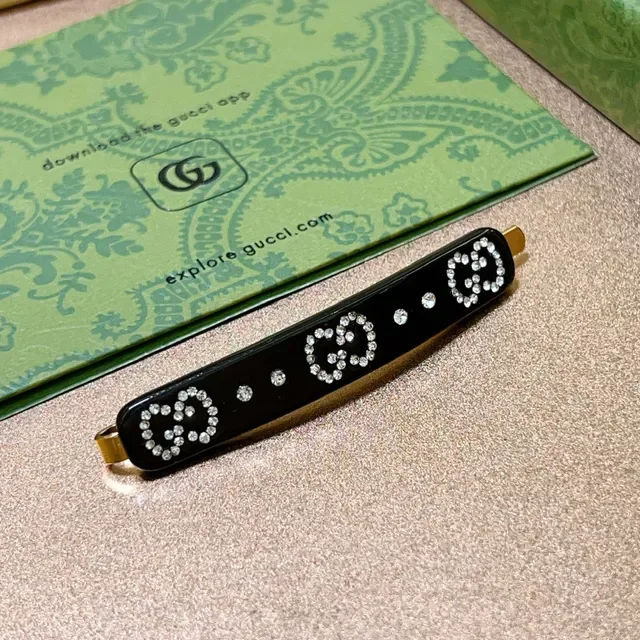 Broche à cheveux Gucci GG en cristal d'acétate noir 4