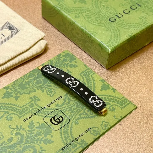 Broche à cheveux Gucci GG en cristal d'acétate noir 6