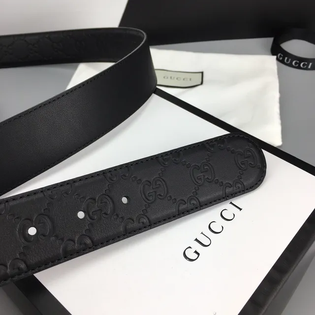 Gucci GG Marmont Black Embossed Leather Belt 7