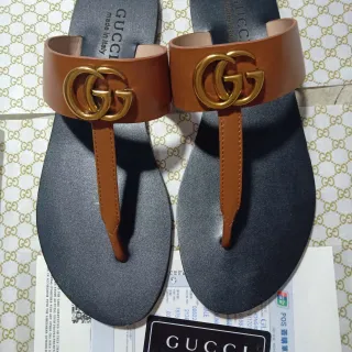 Gucci GG Marmont بني أسود Interlocking Metal Hardware حزام جلد بني صندل كاجوال