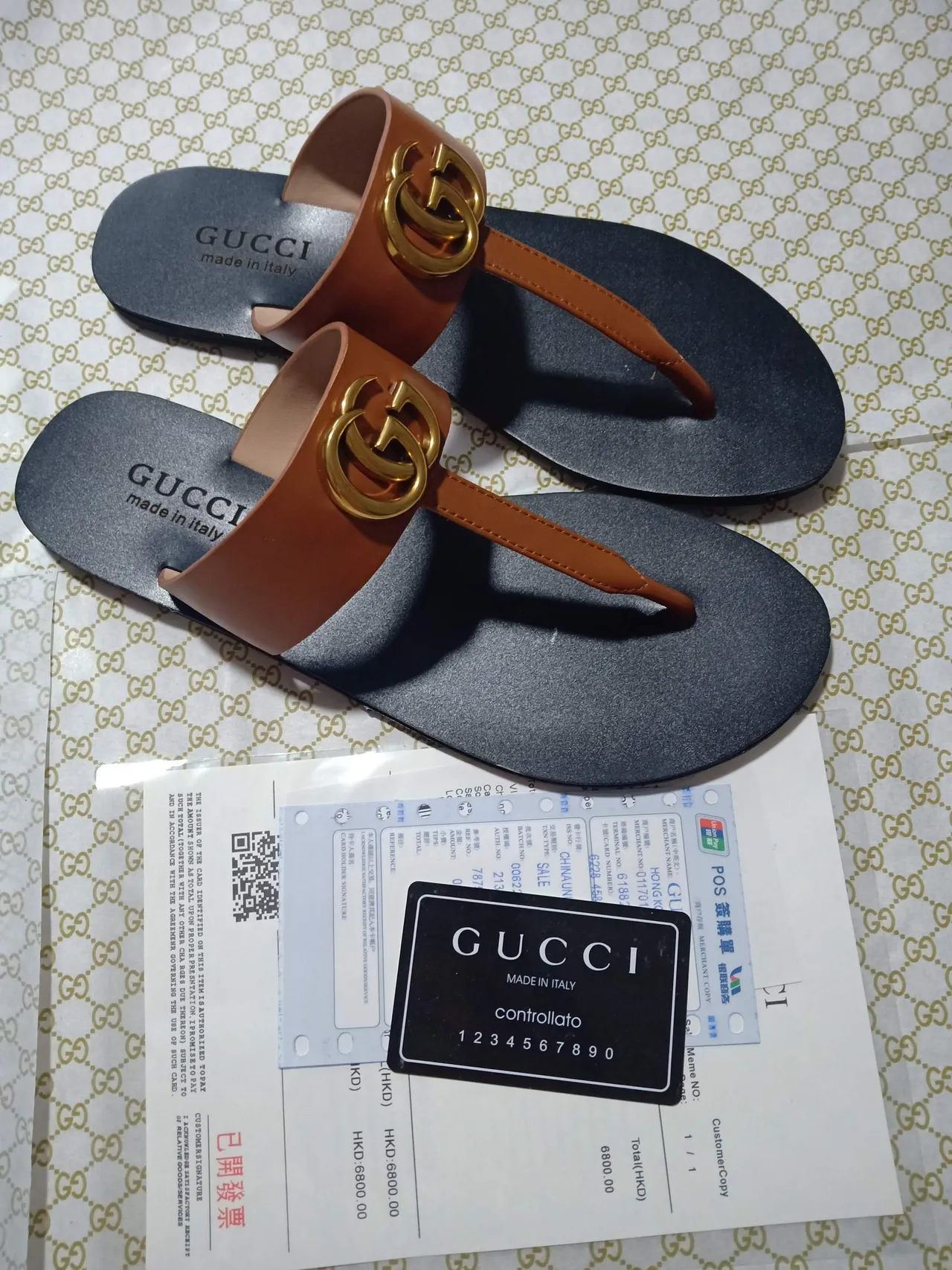 Gucci GG Marmont भूरी काली Interlocking Metal Hardware भूरी चमड़े की पट्टी आरामदायक सैंडल 5