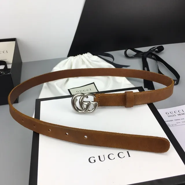 Gucci GG Marmont Ceinture en cuir de daim marron 4