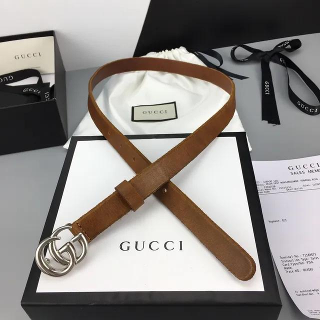 Gucci GG Marmont Ceinture en cuir de daim marron 6