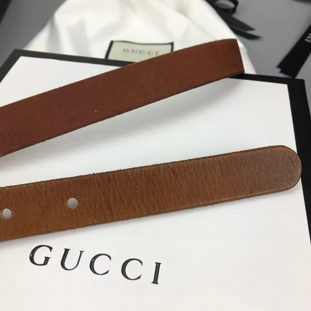 Gucci GG Marmont Ceinture en cuir de daim marron 7