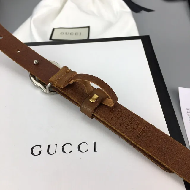 Gucci GG Marmont Ceinture en cuir de daim marron 8