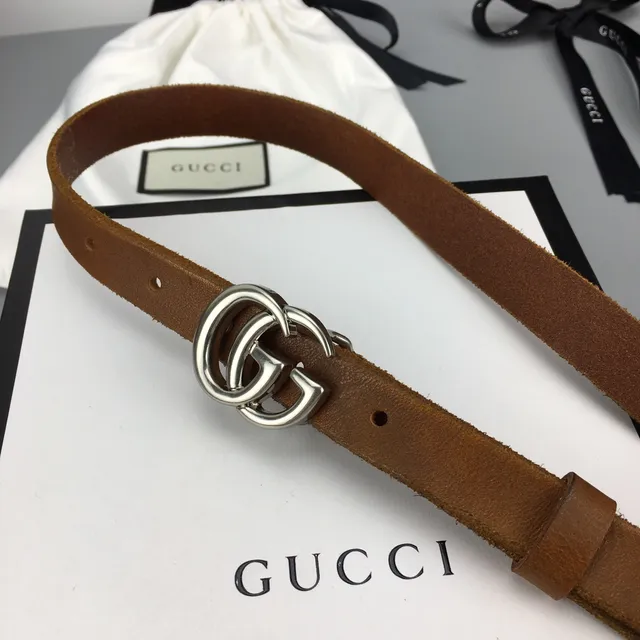 Gucci GG Marmont Ceinture en cuir de daim marron 9