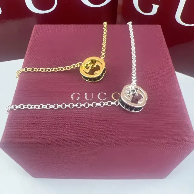 Gucci GG Marmont Interlocking G Black and Silver Necklace 8