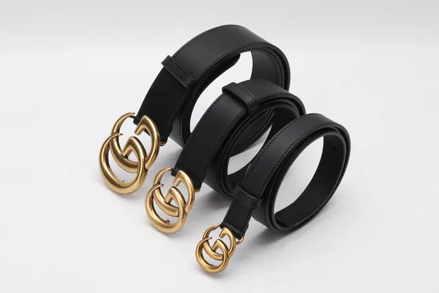 Gucci GG Marmont Interlocking G 古铜黑皮革腰带 2