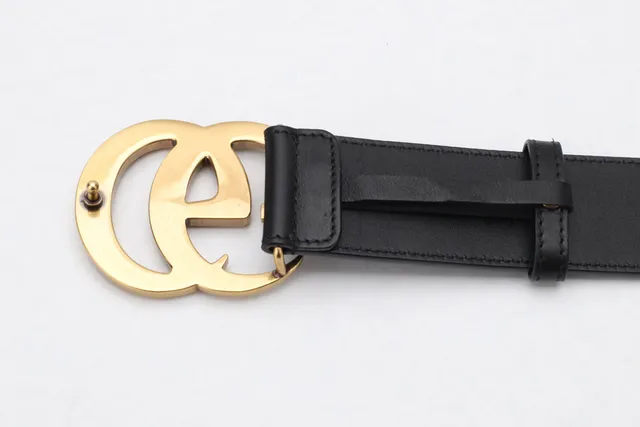 Gucci GG Marmont Interlocking G 古铜黑皮革腰带 4