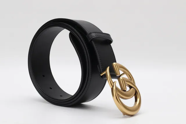 Gucci GG Marmont Interlocking G 古铜黑皮革腰带 6