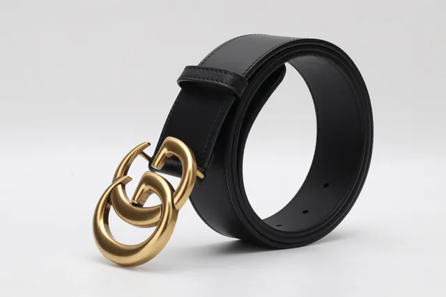 Gucci GG Marmont Interlocking G 古铜黑皮革腰带 8