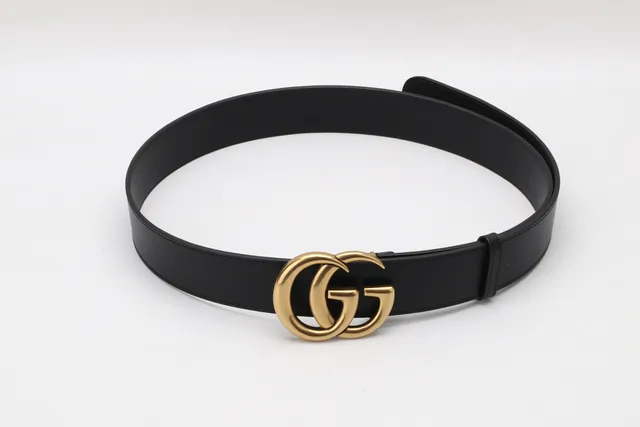 Gucci GG Marmont Interlocking G 古铜黑皮革腰带 9