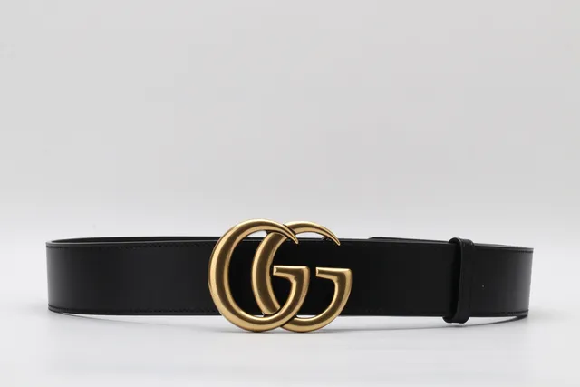 Gucci GG Marmont Interlocking G 古铜黑皮革腰带 10