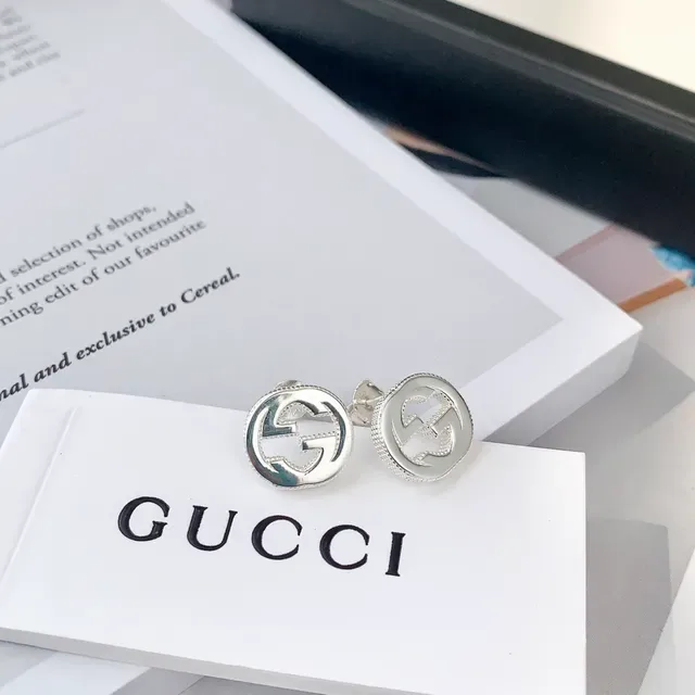 Gucci GG Marmont Interlocking G Silver-Tone Circular Stud Earrings 9