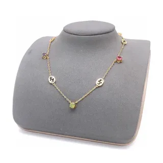 Gucci GG Marmont বহু-রত্ন সোনালি চেইন হার