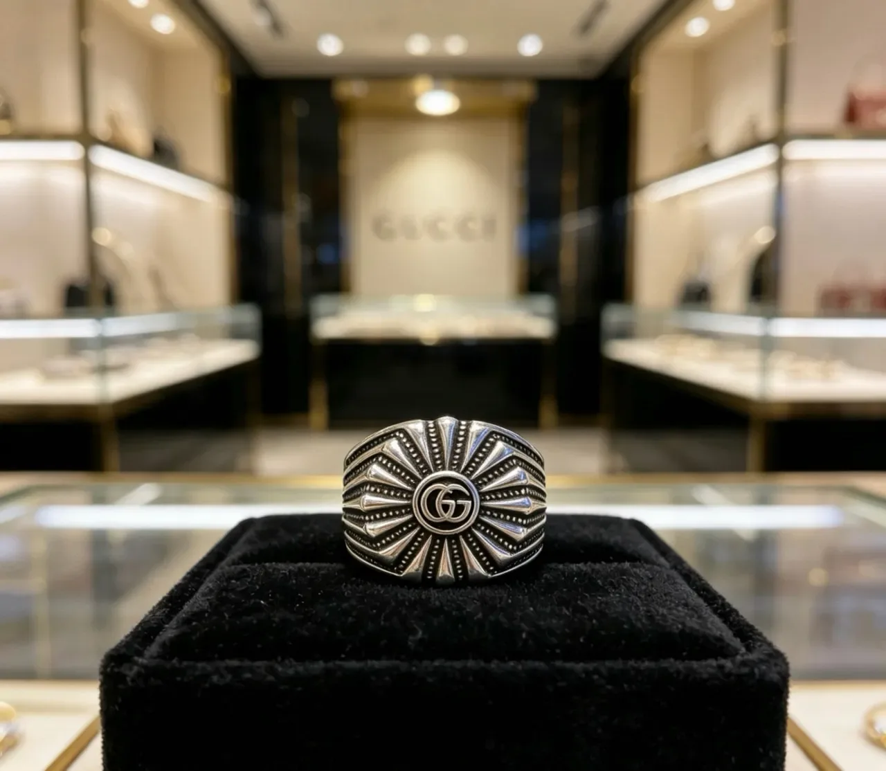 Gucci GG Marmont Sunburst Anillo de banda ancha 9