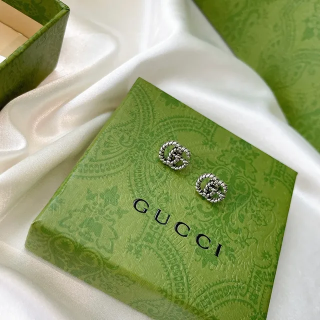 Gucci GG Marmont Textured Rope Interlocking G Stud Earrings 8