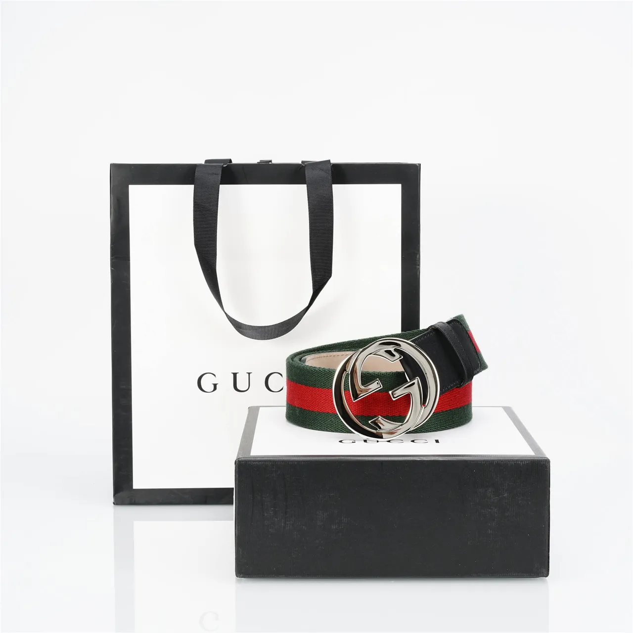 Gucci GG Marmont Web Stripe Black Green Red Leather Belt 4