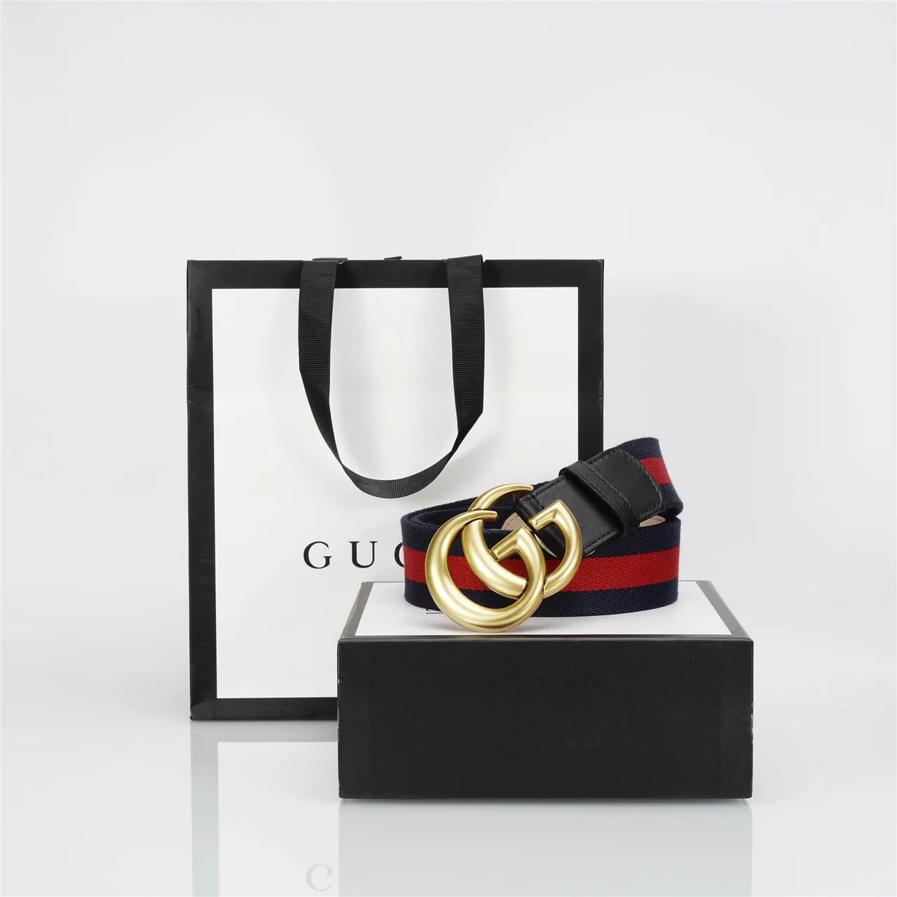 Gucci GG Marmont Web Stripe Leather Belt 4