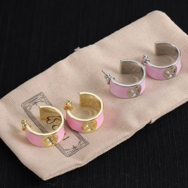 Gucci GG Marmont Boucles d'oreilles en anneau à charnière blanc rose émaillé 3