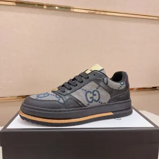Gucci GG Monogram 帆布和皮革低帮生活休闲鞋