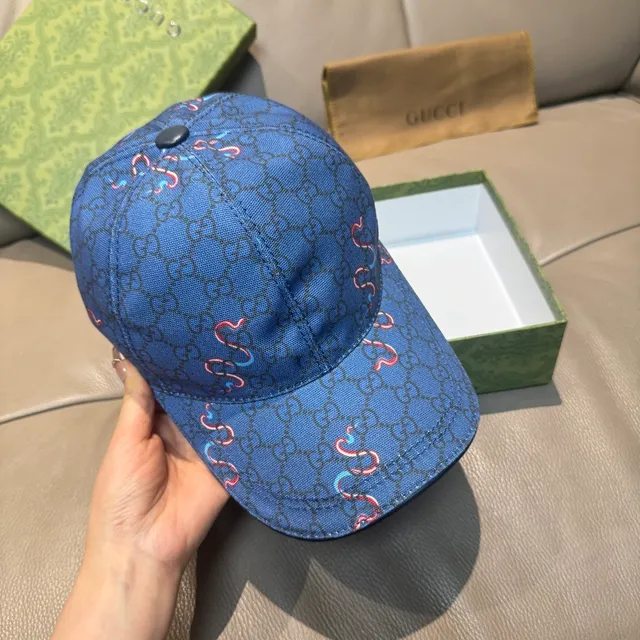 Casquette de baseball Gucci GG Monogram Motif Serpentine Bleu 6