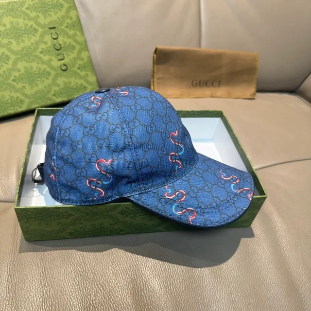 Casquette de baseball Gucci GG Monogram Motif Serpentine Bleu 7