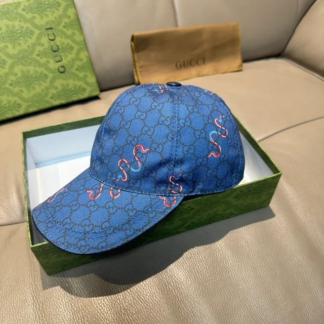 Casquette de baseball Gucci GG Monogram Motif Serpentine Bleu 8