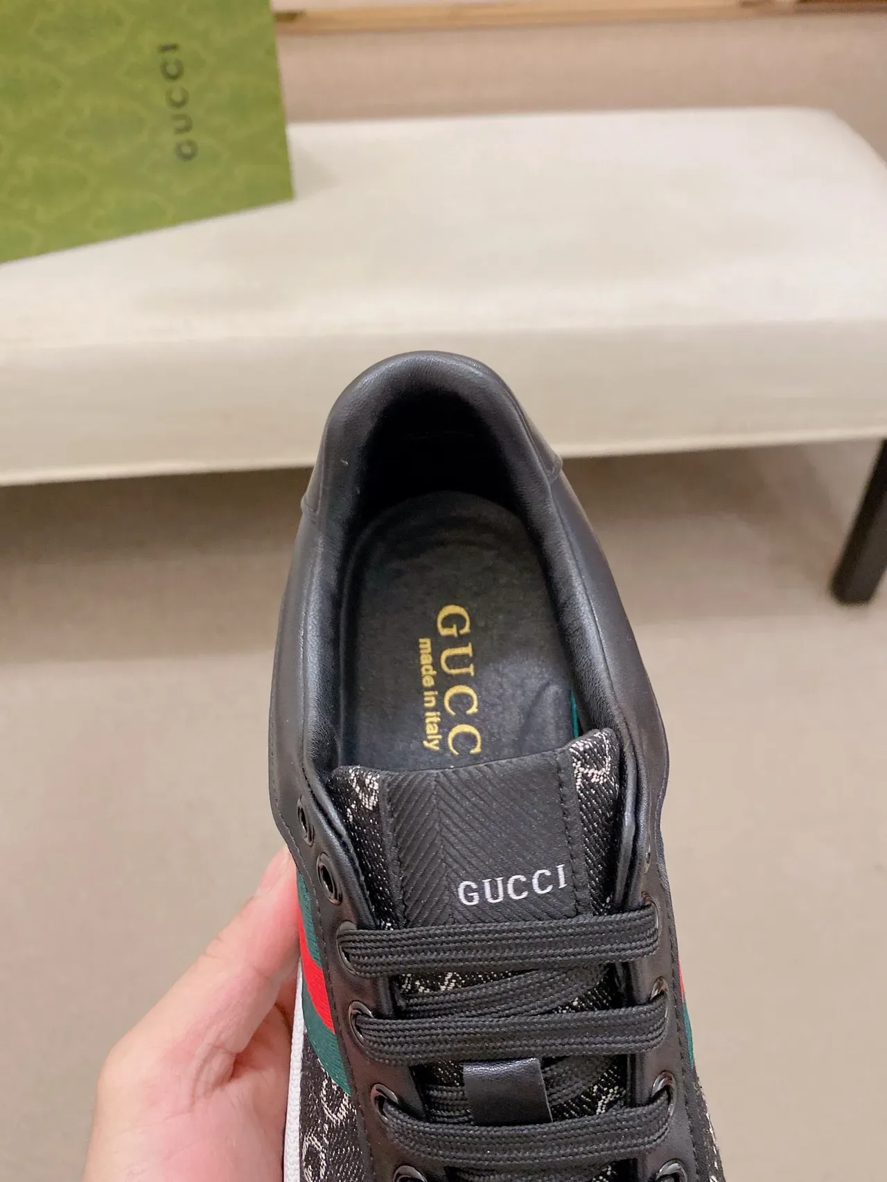Gucci GG Tennis 1977 印花帆布 Web Stripe 生活方式运动鞋 4