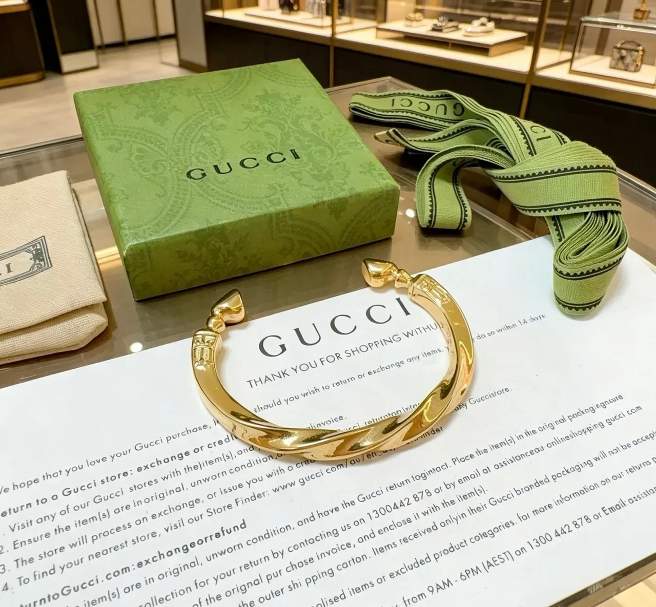 Gucci Gold Twisted Barrel Form Polished Finish Bracelet 2