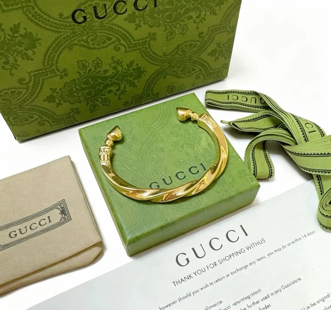 Gucci Gold Twisted Barrel Form Polished Finish Bracelet 3