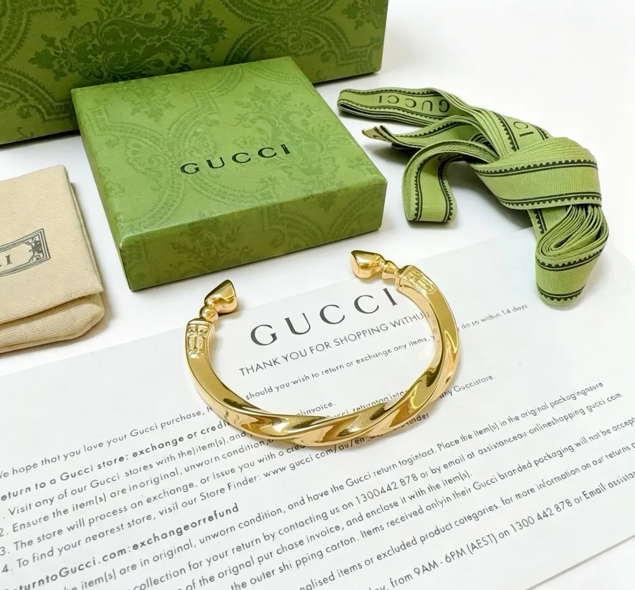 Gucci Gold Twisted Barrel Form Polished Finish Bracelet 6
