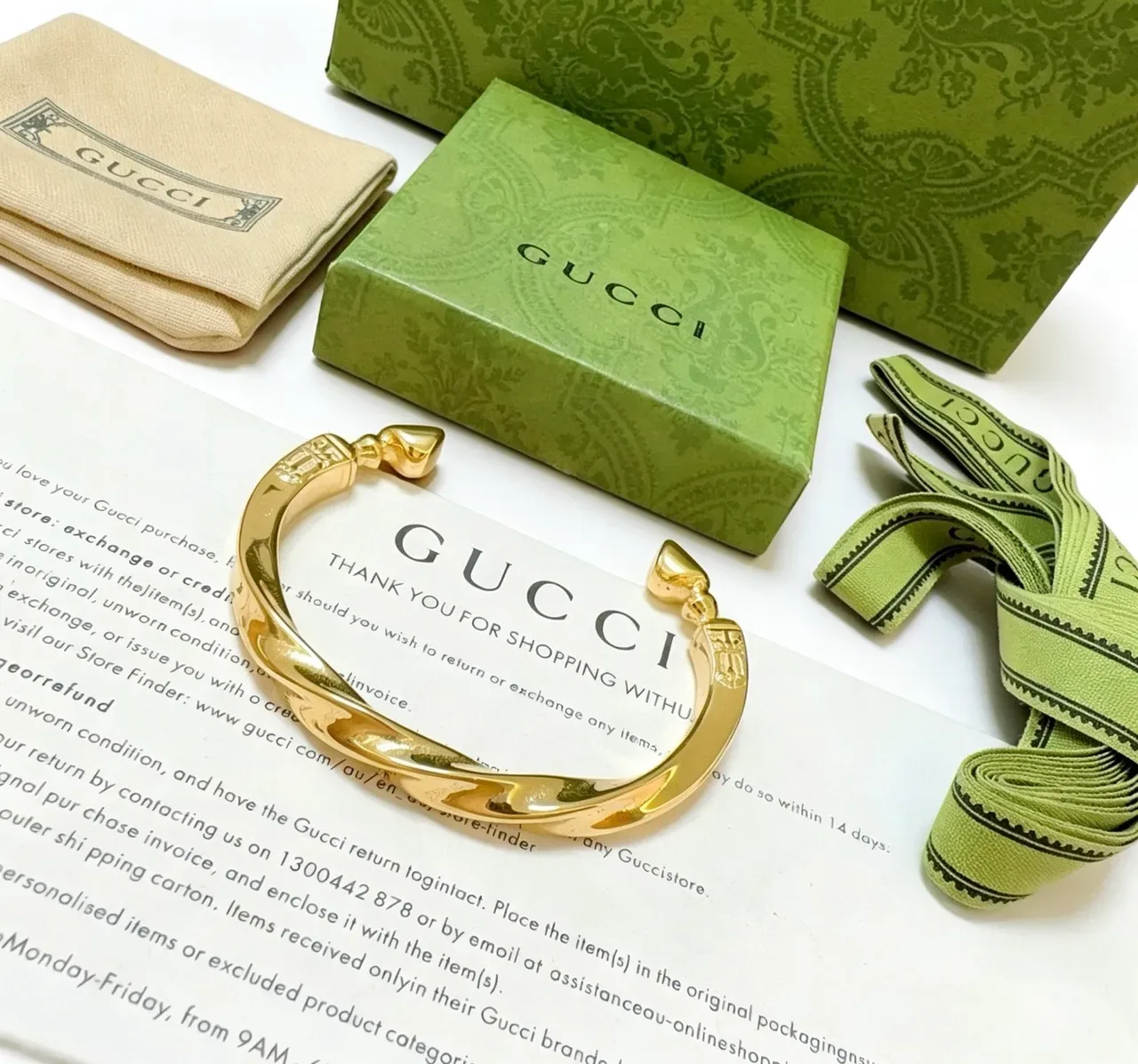 Gucci Gold Twisted Barrel Form Polished Finish Bracelet 9