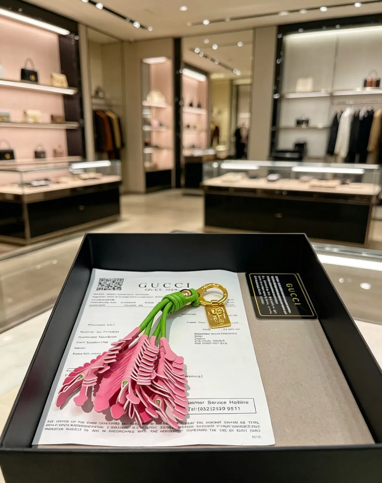 Gucci bolso de cuero verde rosa con borla y cordón anudado 2