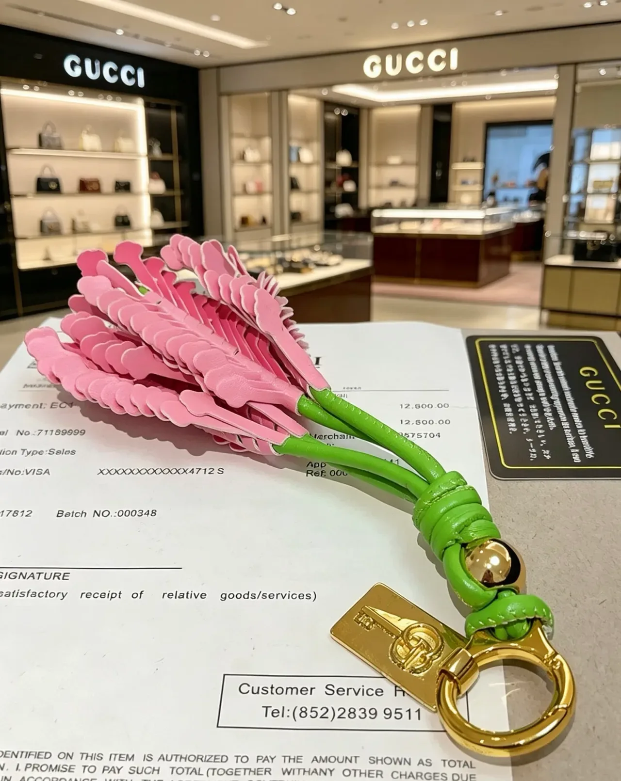 Gucci bolso de cuero verde rosa con borla y cordón anudado 4