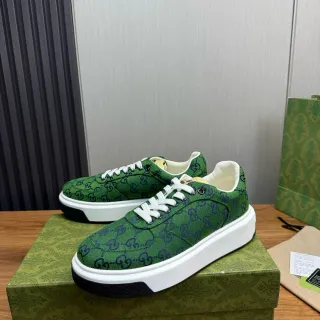 Gucci Verde Blanco GG Monogram Lona Suela Gruesa Plataforma Zapatillas Lifestyle