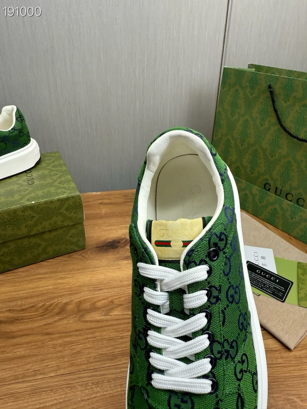 Gucci أخضر أبيض GG Monogram قماش كعب سميك منصة أحذية أسلوب حياة 4