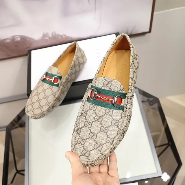 Gucci Horsebit 1955 Beige GG Monogram Loafers 7