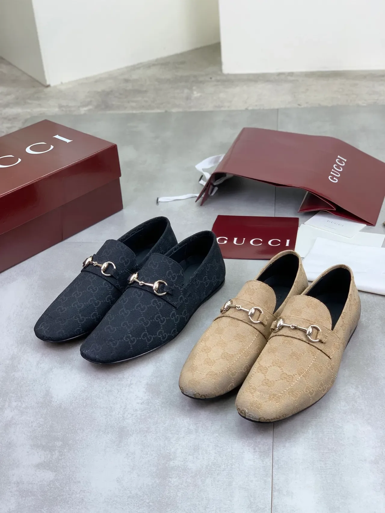Gucci Horsebit 1955 Black GG Monogram Loafers 2