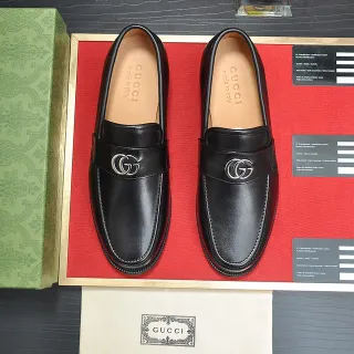 Gucci Horsebit 1955 Black Leather Interlocking G Loafers