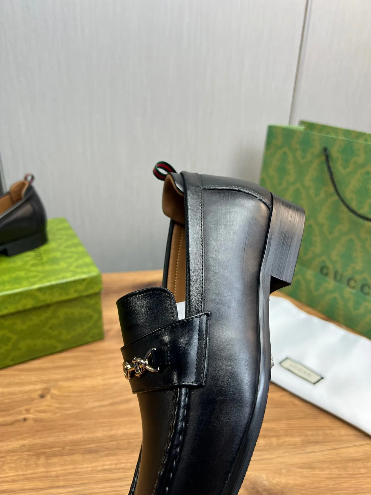 Gucci Horsebit 1955 Black Leather Loafer 7