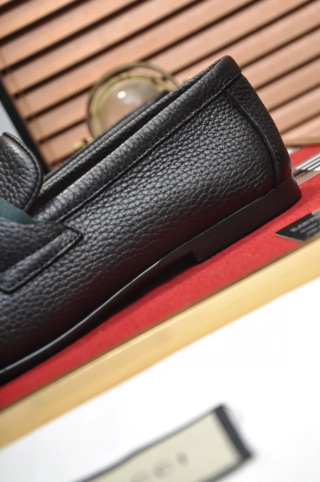 Gucci Horsebit 1955 Black Pebbled Leather Web Stripe Loafers 2