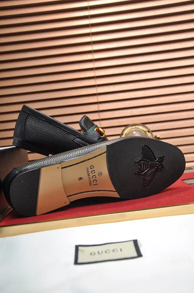 Gucci Horsebit 1955 Black Pebbled Leather Web Stripe Loafers 4