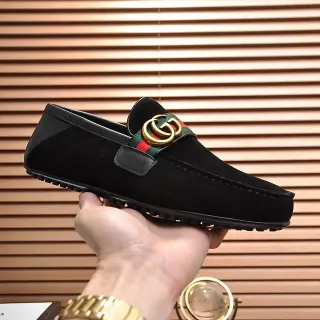 Gucci Horsebit 1955 Mocassin Daim Noir avec Sangle Web
