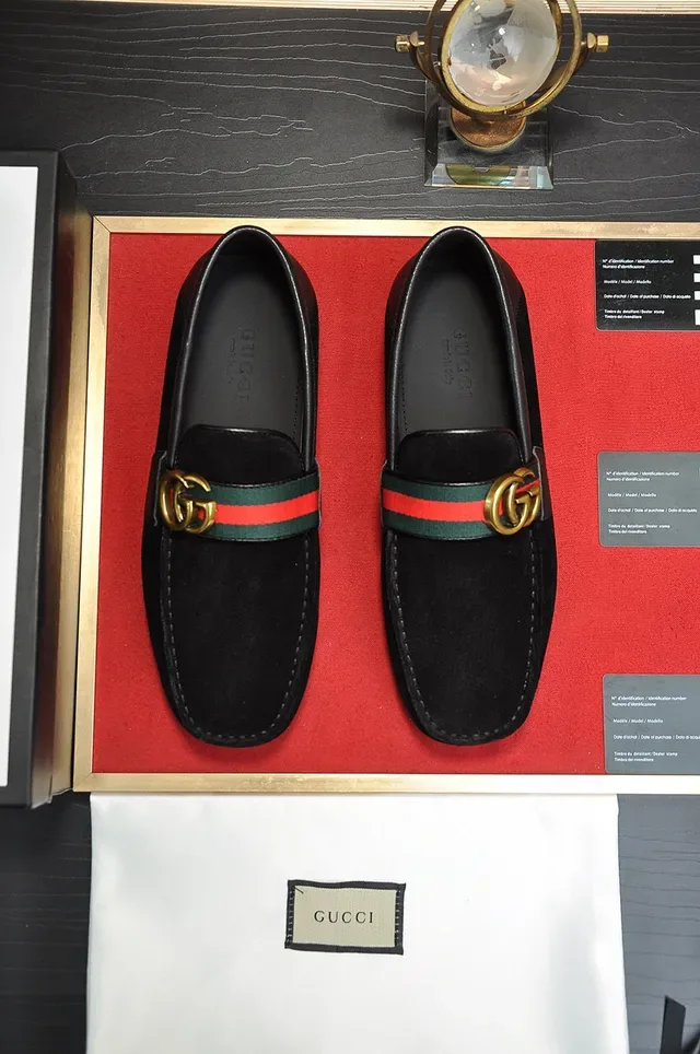 Gucci Horsebit 1955 Black Suede Web Strap Loafer 9