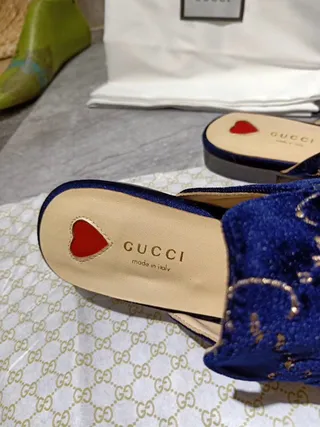 Gucci Horsebit 1955 Blue Velvet Embroidered Loafer 5