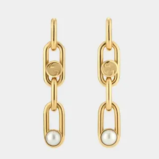 Gucci Horsebit 1955 চেইন লিংক মুক্তা ড্রপ কানের দুল