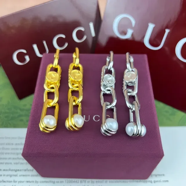 Gucci Horsebit 1955 Boucles d'Oreilles Chaîne Perles 6